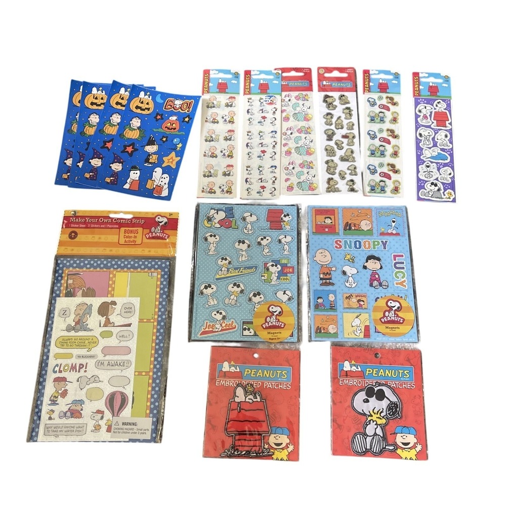 Y2K Peanuts Snoopy Collectibles Lot Stickers Magnet Scrapbook Collection Patches